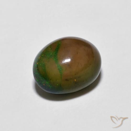 Opala de Chocolate Multicolorido Natural 0.80ct, oval, Opaco