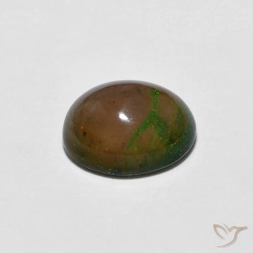 Opala de Chocolate Multicolorido Natural 0.80ct, oval, Opaco