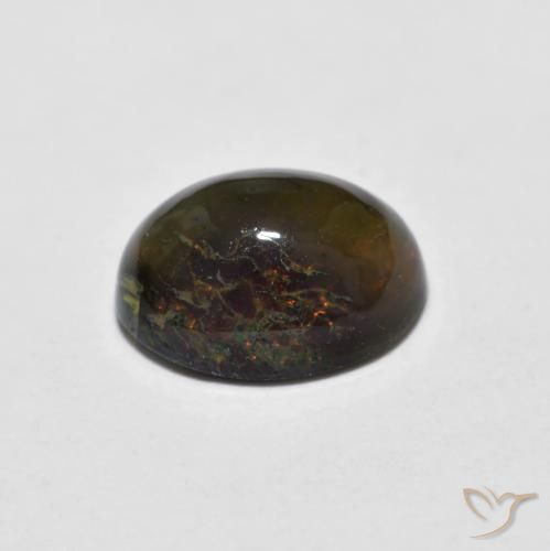 Opala de Chocolate Multicolorido Natural 0.92ct, oval, Opaco