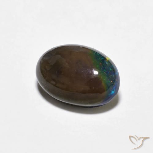 Opala de Chocolate Multicolorido Natural 0.80ct, oval, Opaco