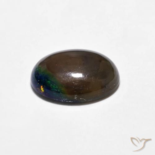 Opala de Chocolate Multicolorido Natural 0.80ct, oval, Opaco
