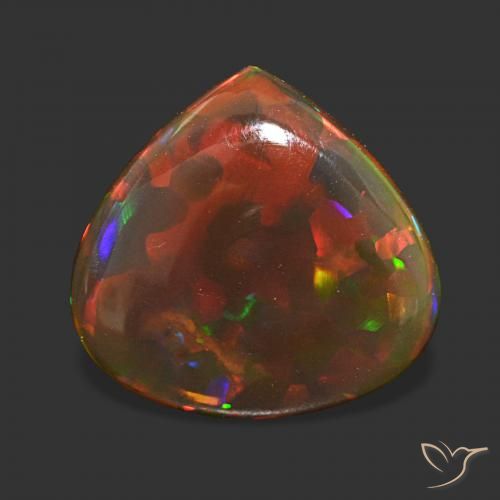 Opala de Chocolate Multicolorido Natural 4.43ct, Formato de pêra, Transparente