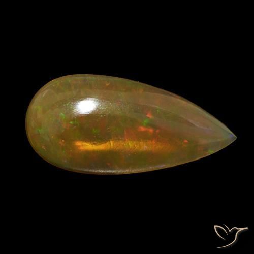 Opala de Chocolate Multicolorido Natural 8.56ct, Formato de pêra, Transparente