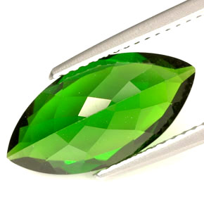 Diopsídio de cromo verde natural 3,94ct, marquise, VVS-VS