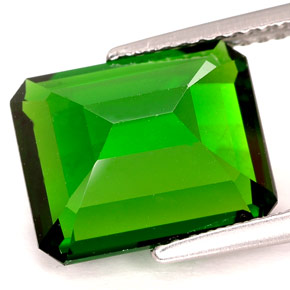 Diopsídio de cromo verde natural 4,93ct, corte esmeralda, IF
