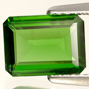 Diopsídio de cromo verde natural 1,14ct, corte esmeralda, VS