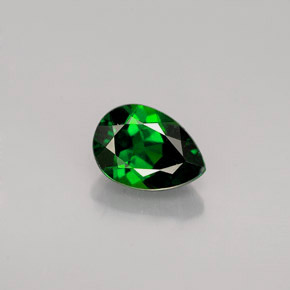 Diopsídio de cromo verde natural 0,85ct, formato de pêra, VVS-VS