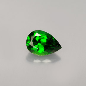 Diopsídio de cromo verde natural 0,68ct, formato de pêra, VVS-VS