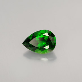 Diopsídio de cromo verde natural 0,68ct, formato de pêra, VVS-VS
