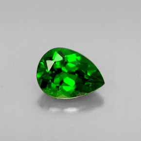 Diopsídio de cromo verde natural 0,77ct, formato de pêra, VS-SI