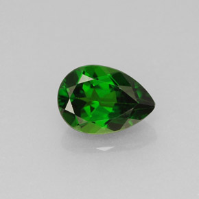 Diopsídio de cromo verde natural 0,83ct, formato de pêra, VVS
