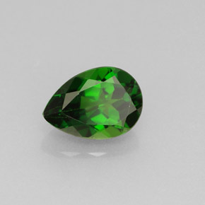Diopsídio de cromo verde natural 0,83ct, formato de pêra, VVS
