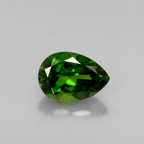 Diopsídio de cromo verde natural 0,83ct, formato de pêra, VS