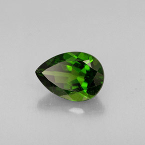 Diopsídio de cromo verde natural 0,83ct, formato de pêra, VS
