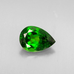 Diopsídio de cromo verde natural 0,72ct, formato de pêra, VS