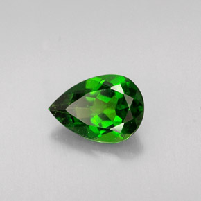 Diopsídio de cromo verde natural 0,72ct, formato de pêra, VS