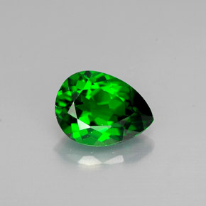 Diopsídio de cromo verde natural 0,72ct, formato de pêra, VVS-VS