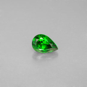 Diopsídio de cromo verde natural 0,60ct, formato de pêra, VVS