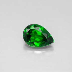Diopsídio de cromo verde natural 0,62ct, formato de pêra, VS