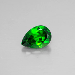 Diopsídio de cromo verde natural 0,64ct, formato de pêra, VVS-VS