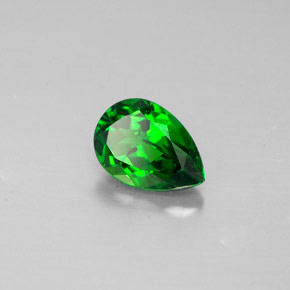 Diopsídio de cromo verde natural 0,64ct, formato de pêra, VVS-VS