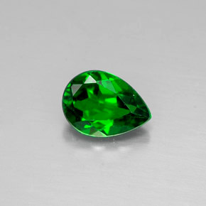 Diopsídio de cromo verde natural 0,59ct, formato de pêra, VVS-VS