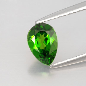 Diopsídio de cromo verde natural 0,79ct, formato de pêra, VVS-VS