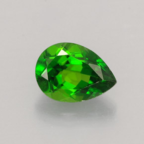 Diopsídio de cromo verde natural 0,79ct, formato de pêra, VVS-VS