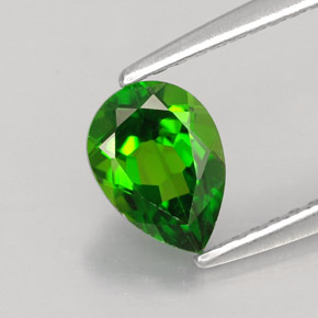 Diopsídio de cromo verde natural 0,79ct, formato de pêra, VVS-VS