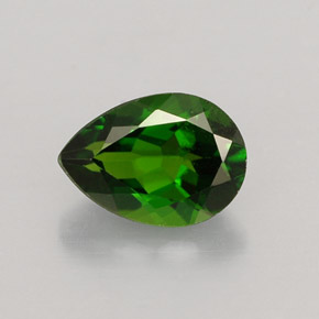 Diopsídio de cromo verde natural 0,82ct, formato de pêra, VVS-VS