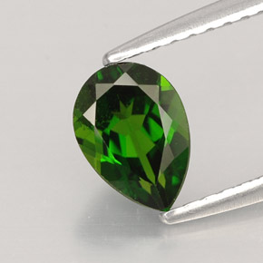 Diopsídio de cromo verde natural 0,82ct, formato de pêra, VVS-VS