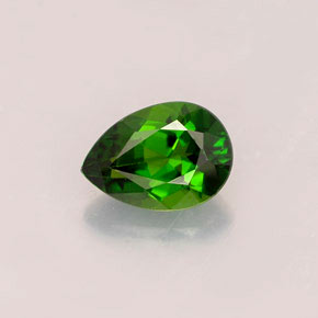 Diopsídio de cromo verde natural 0,76ct, formato de pêra, VVS