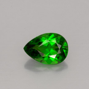 Diopsídio de cromo verde natural 0,76ct, formato de pêra, VS