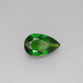 Diopsídio de cromo verde natural 0,81ct, formato de pêra, VVS-VS