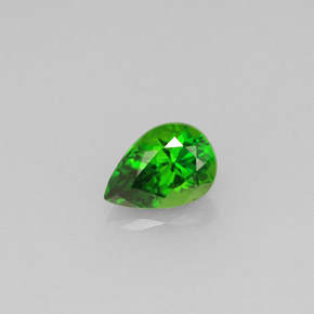 Diopsídio de cromo verde natural 0,53ct, formato de pêra, VVS-VS