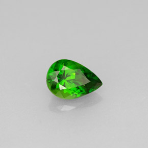 Diopsídio de cromo verde natural 0,53ct, formato de pêra, VVS-VS