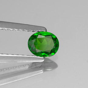 Diopsídio de cromo verde natural 0,35ct, corte oval, VS-SI