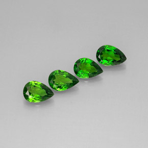 Pedras preciosas de diopsídio de cromo verde natural de  ct, formato de pêra, VS