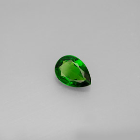 Diopsídio de cromo verde natural 0,58ct, formato de pêra, VVS-VS