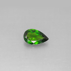 Diopsídio de cromo verde natural 0,72ct, formato de pêra, VS