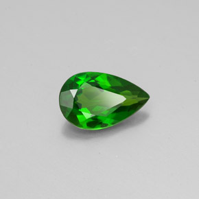 Diopsídio de cromo verde natural 0,66ct, formato de pêra, VS