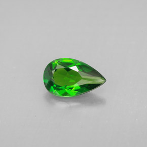 Diopsídio de cromo verde natural 0,83ct, formato de pêra, VS