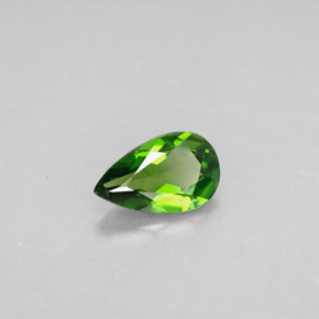 Diopsídio de cromo verde natural 0,73ct, formato de pêra, VS