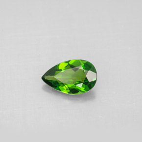 Diopsídio de cromo verde natural 0,74ct, formato de pêra, VVS-VS