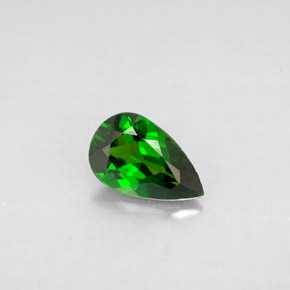 Diopsídio de cromo verde natural 0,78ct, formato de pêra, VVS-VS