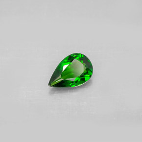 Diopsídio de cromo verde natural 0,68ct, formato de pêra, VVS-VS