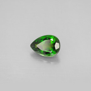 Diopsídio de cromo verde natural 0,88ct, formato de pêra, VVS