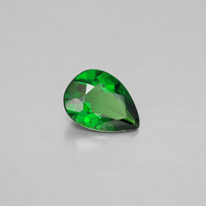 Diopsídio de cromo verde natural 0,60ct, formato de pêra, VVS