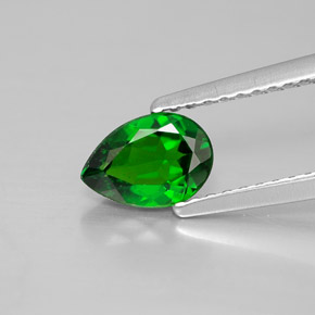 Diopsídio de cromo verde natural 0,66ct, formato de pêra, VS