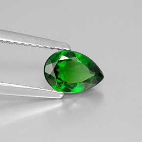 Diopsídio de cromo verde natural 0,66ct, formato de pêra, VS